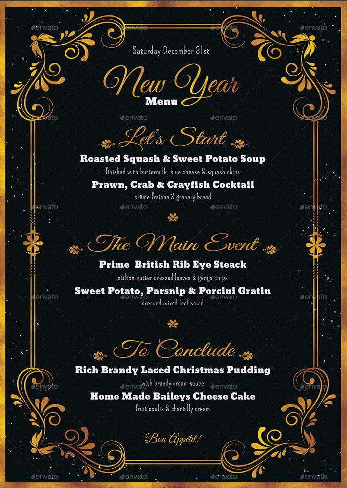 New Year Day Dinner Menu
 8 Best New Year Menu Templates to Try This Season