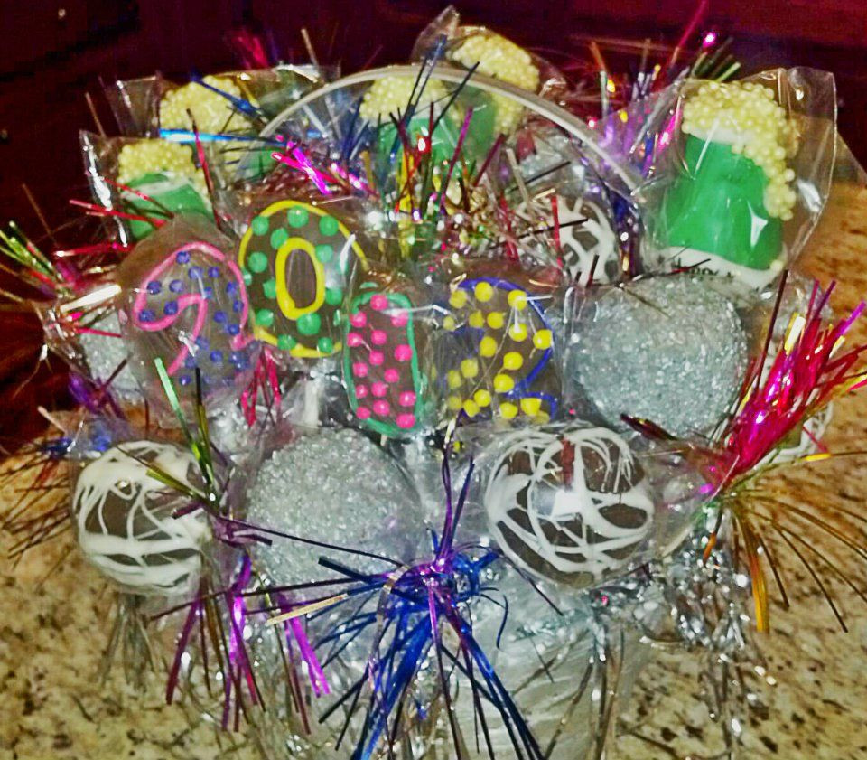 New Year Gift Basket Ideas
 New Years Eve cake pop t basket created by Artistic