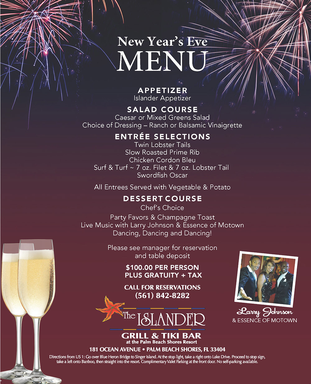 New Years Dinner Menue
 New Year s Eve Menu at The Islander Grill and Tiki Bar