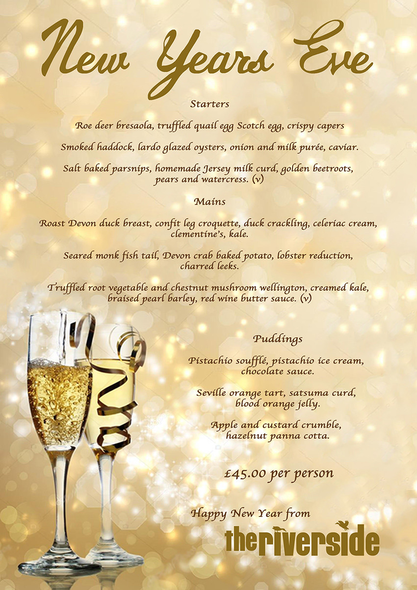 New Years Dinner Menue
 The Riverside Restaurant Food Menus New Years Eve menu