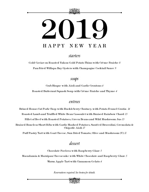 New Years Dinner Menue
 New Years Eve Dinner Menu