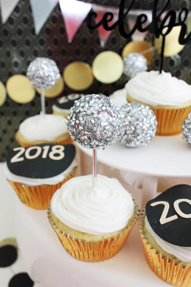 New Years Eve Cupcakes
 A Sparkly Rose Gold New Years Eve Party B Lovely Events