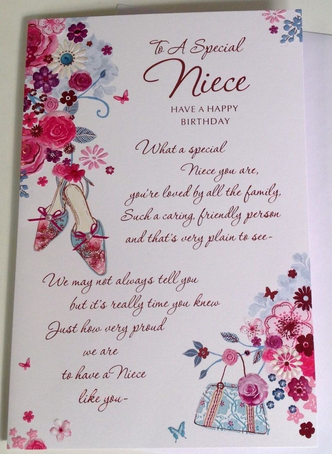 Niece Birthday Cards
 Niece Birthday Card Embossed With Sentiment Verse And