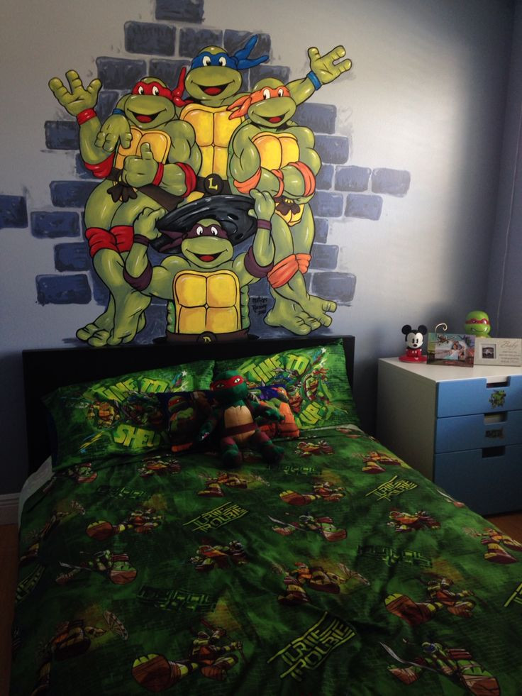 Ninja Turtles Kids Room
 TMNT hand painted wall mural Boy room toddler preschool