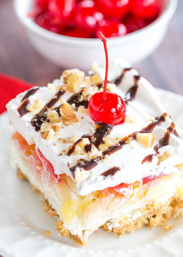 No Bake Fruit Desserts
 Layered No Bake Banana Split Dessert