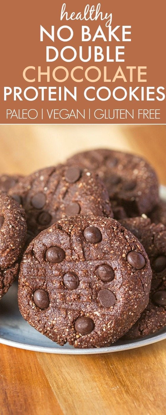 No Bake Protein Cookies
 Healthy No Bake Triple Chocolate Protein Cookies