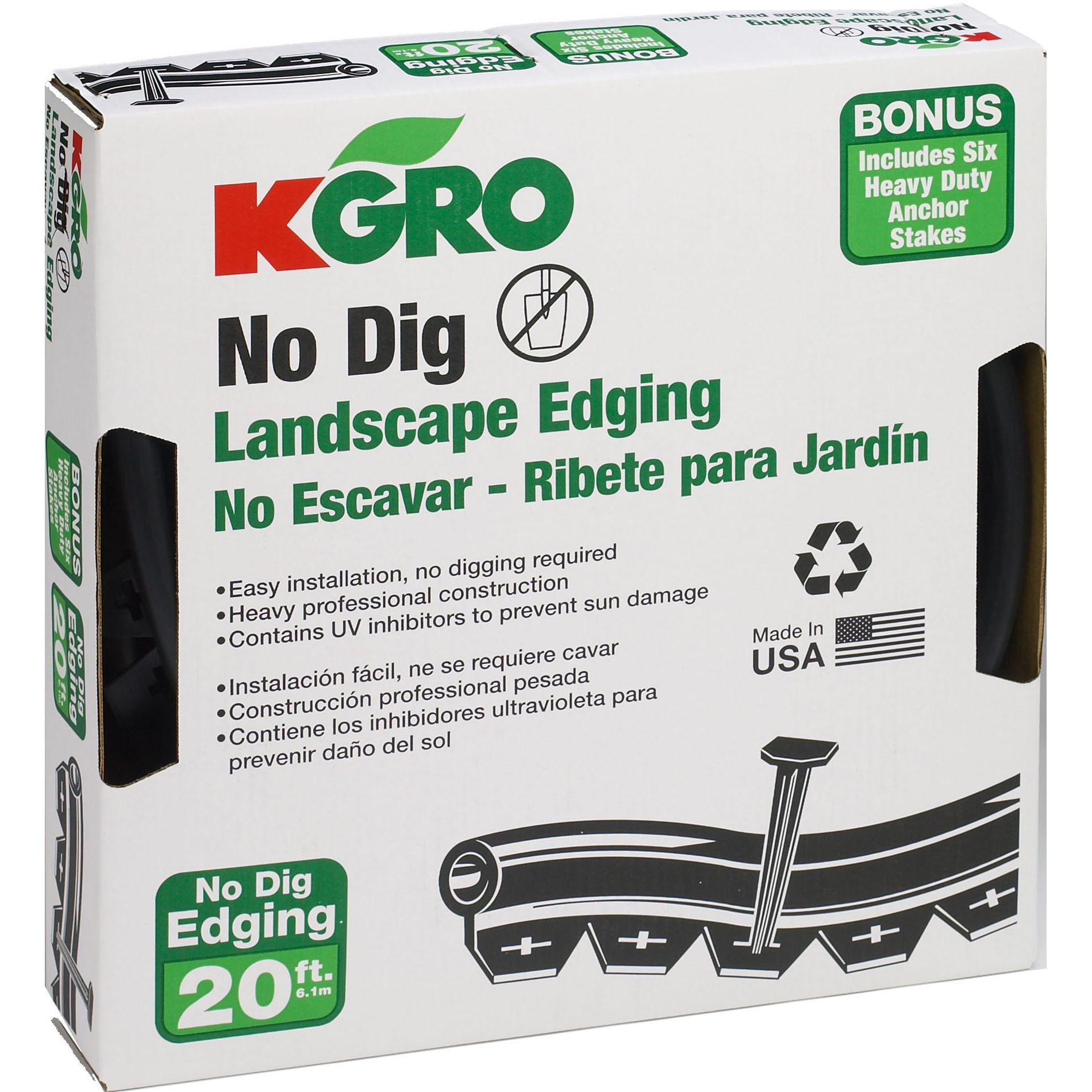 No Digging Landscape Edging
 Kgro No Dig 20 Landscape Edging Includes 6 Anchor