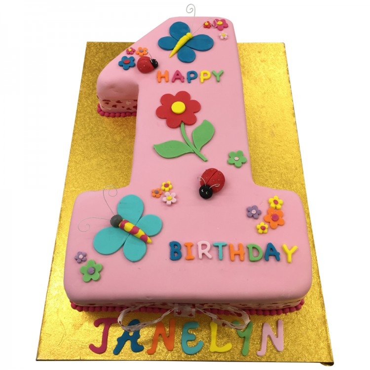 Number 1 Birthday Cake
 Pink Number 1 Cake Girls Cakes