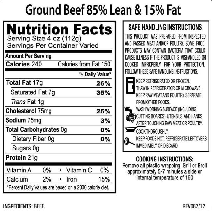 Nutrition In Ground Beef
 Ground Beef