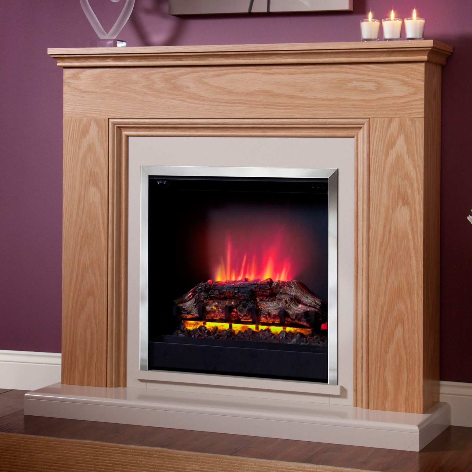 Oak Electric Fireplace
 Be Modern Stanton Electric Fireplace Suite