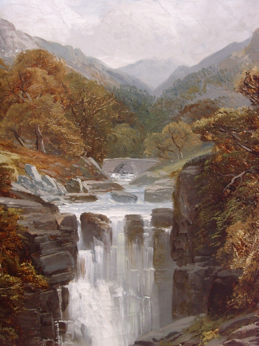 Oil Paintings Landscape
 Antiques Atlas 19th Landscape Waterfall Oil Painting