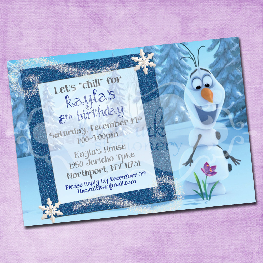 Olaf Birthday Invitations
 Frozen Olaf Birthday Invitation