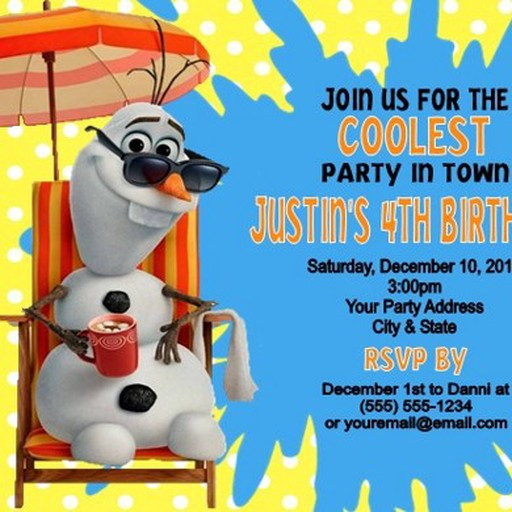 Olaf Birthday Invitations
 Frozen Olaf Summer Birthday Party Invitations Personalized