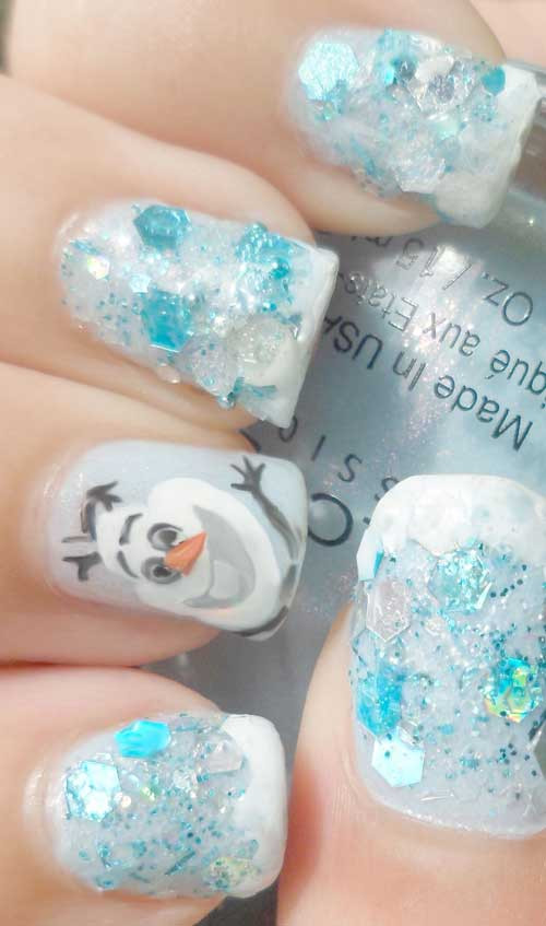 Olaf Nail Designs
 Nail Tutorial for DIY Frozen Olaf Fingernails Ahbsessed