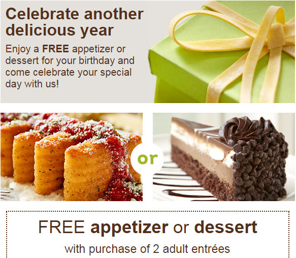 Olive Garden Free Appetizer Coupon
 NEW Olive Garden fers FREE Dessert or Appetizer & Buy