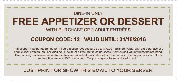 Olive Garden Free Appetizer Coupon
 Olive Garden Free Appetizer Coupon Through January 18