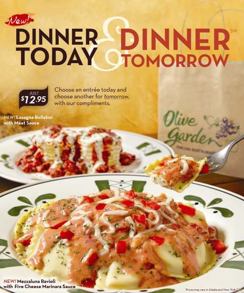 Olive Garden Thanksgiving
 Olive Garden Dinner Today & Dinner Tomorrow for only $12