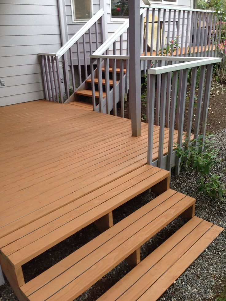 Olympic Deck Paint
 Rob stained the deck using Olympic Max Stain in Cedar