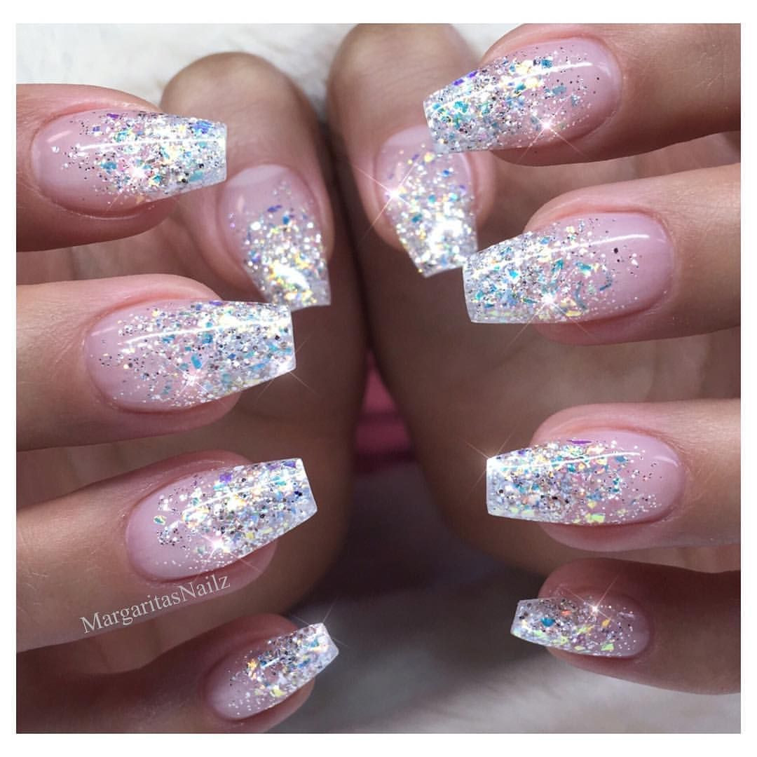 Ombre Nails With Glitter
 Glitter Ombré nails Winter design sparkly New Years