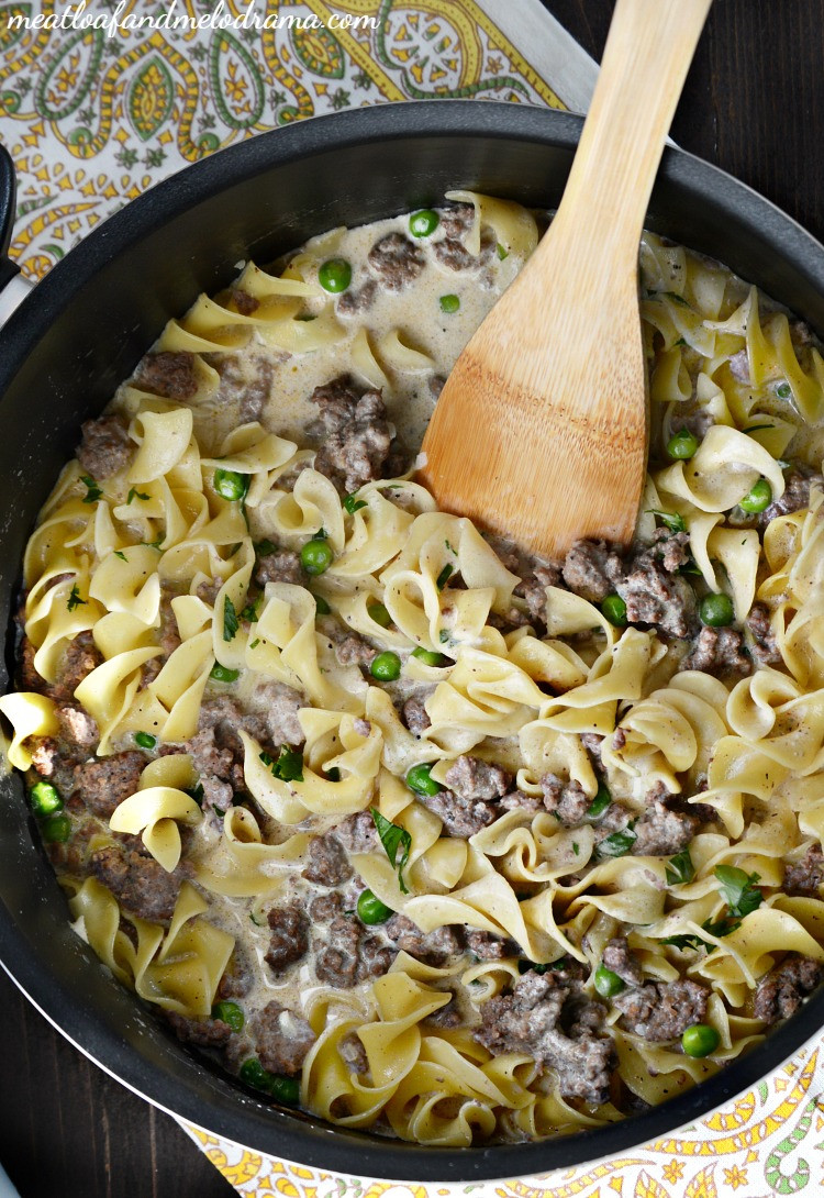 One Pot Beef Stroganoff
 e Pot Ground Beef Stroganoff Meatloaf and Melodrama