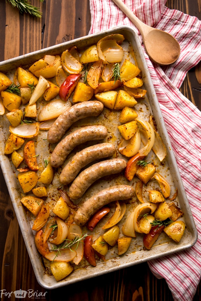 One Sheet Pan Dinners
 Sausage and Potatoes Sheet Pan Dinner Fox and Briar