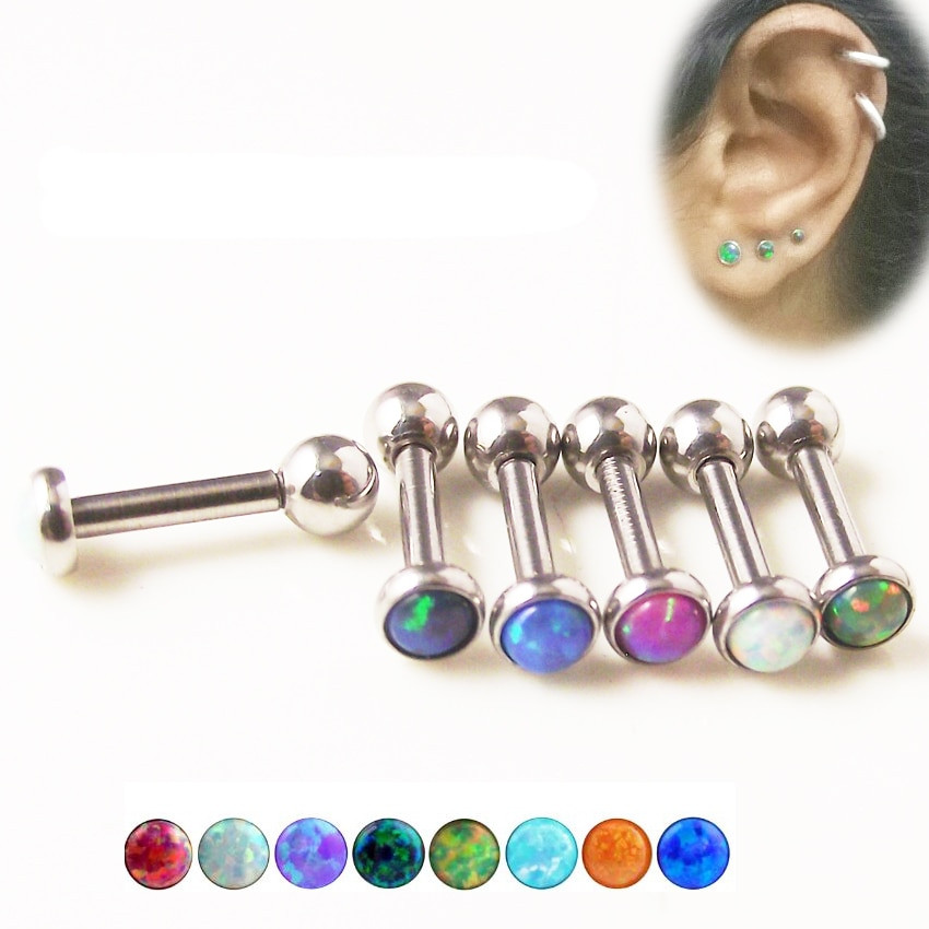 Opal Body Jewelry
 1 Piece 16G Color Opal Tragus Ear Piercing Jewelry 316L