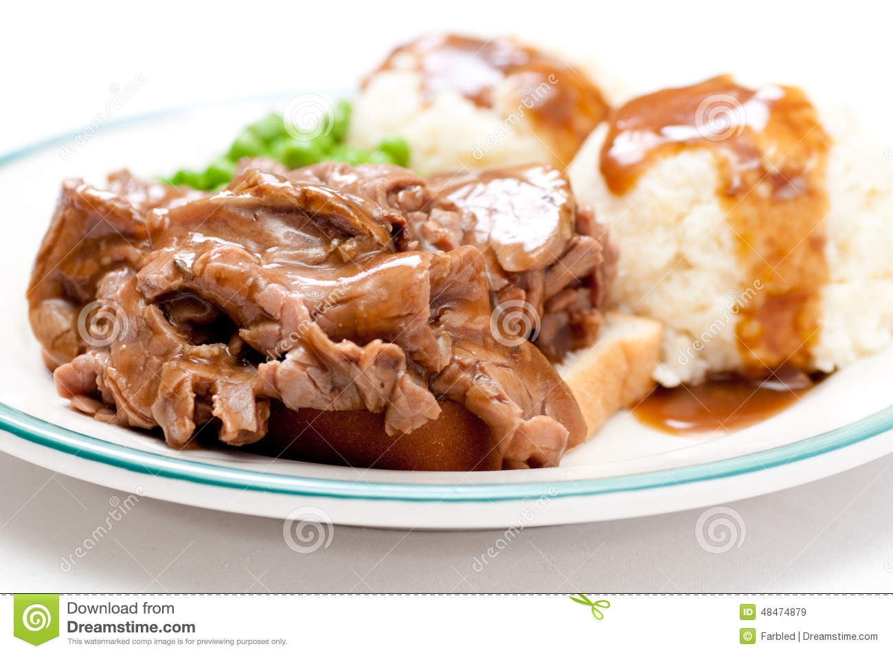 Open Faced Roast Beef Sandwich With Gravy
 Diner Style Hot Beef Sandwich Stock Image Image of