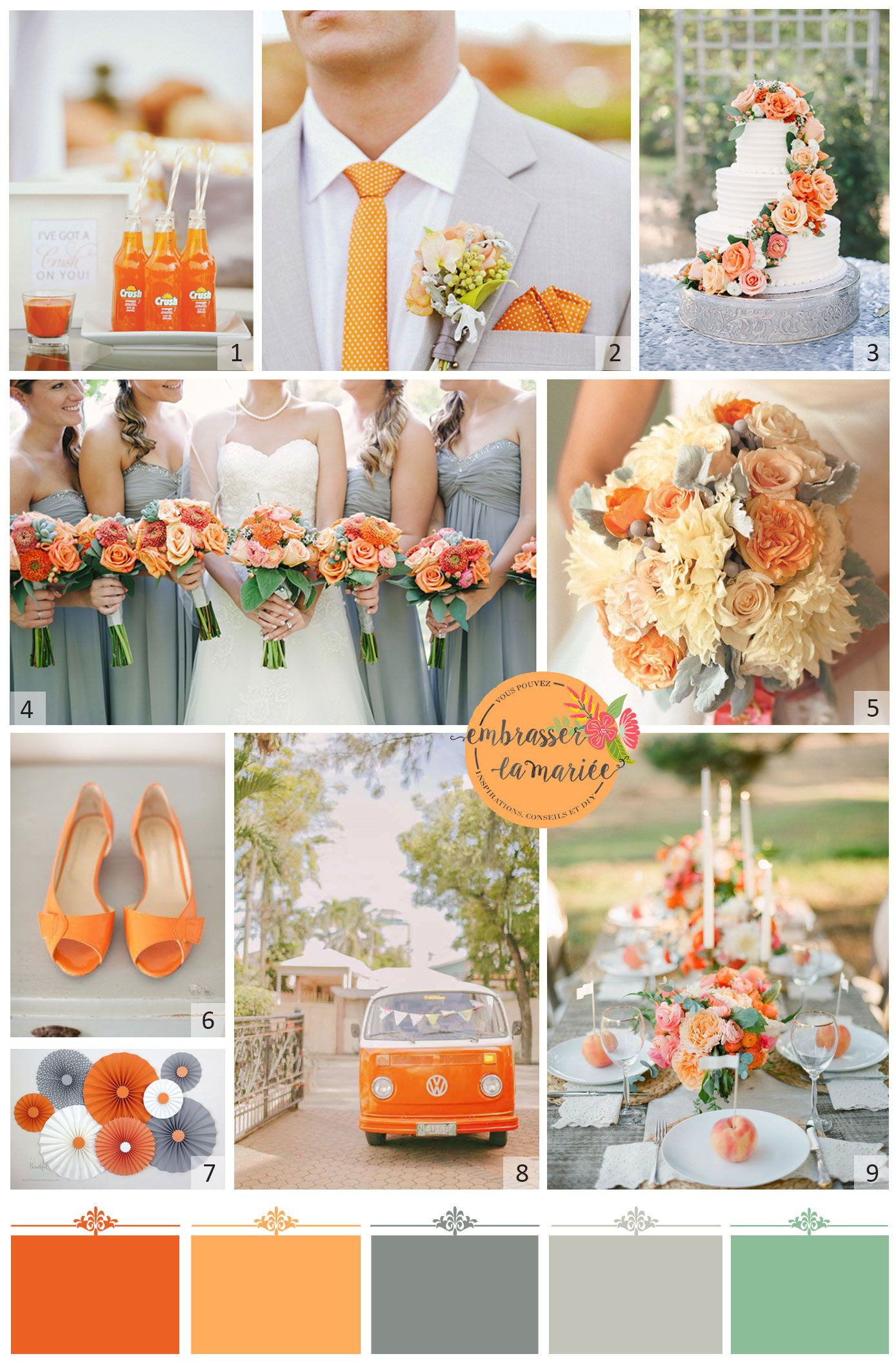 Orange Wedding Colors
 Tangerine and Grey Wedding