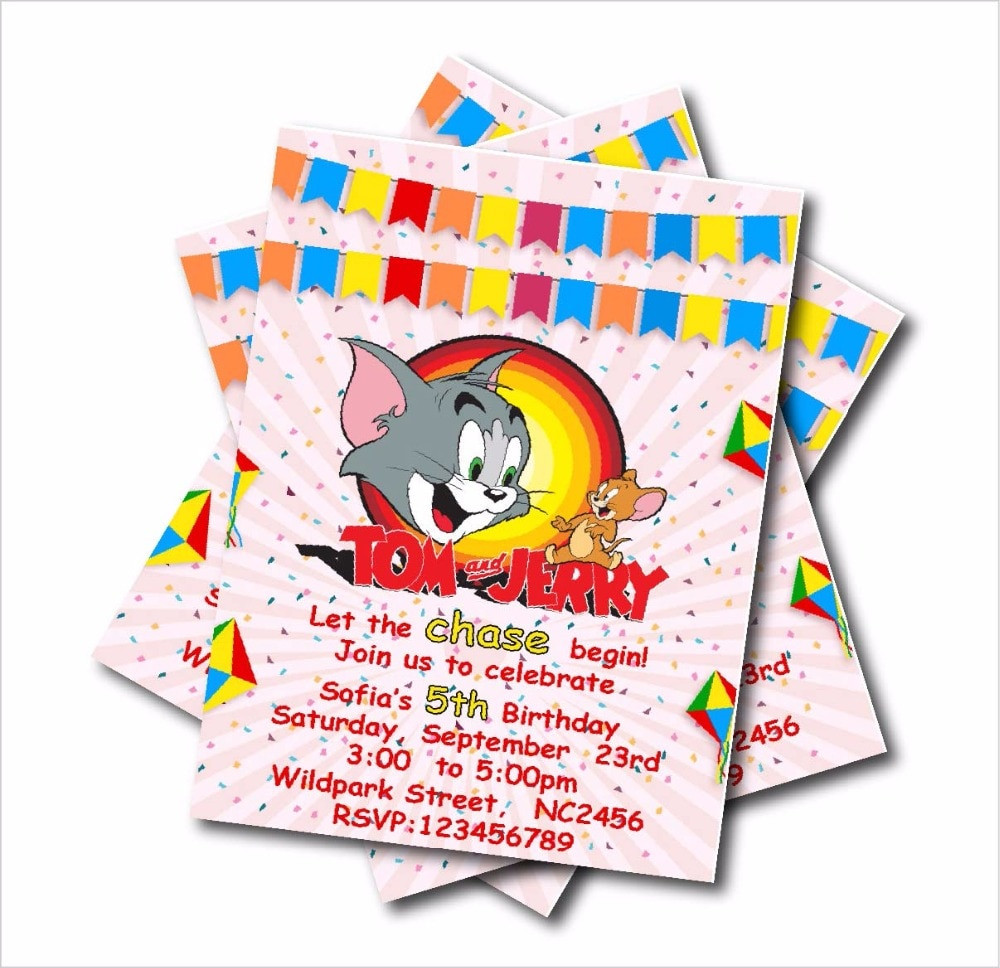 Order Birthday Invitations Online
 Aliexpress Buy 20 pcs lot Tom and Jerry Birthday