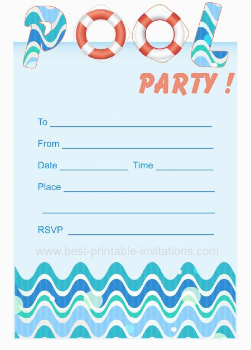 Order Birthday Invitations Online
 Order Birthday Invitations line Blank Pool Party Ticket