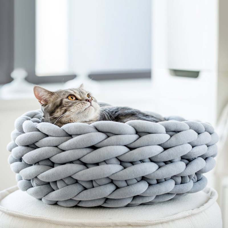 Outdoor Cat Bed DIY
 Warm Indoor DIY Knitted Cat House Kennel Dog Bed for
