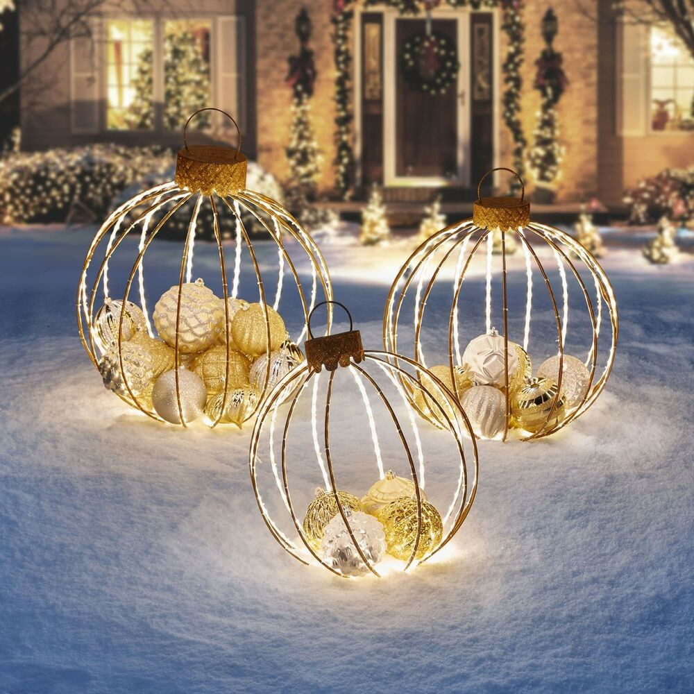 Outdoor Christmas Balls
 Christmas Holiday Ornament Decorations Set of 3 Yard