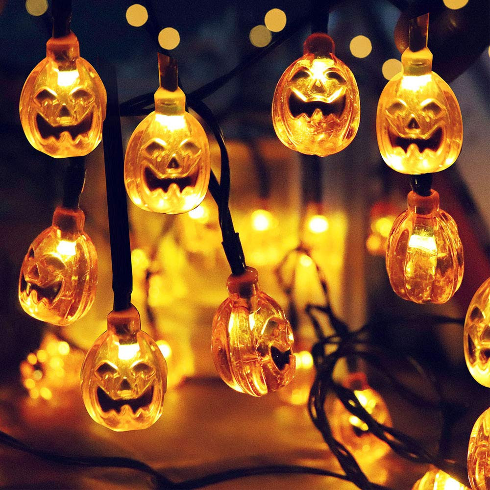 Outdoor Halloween Lights
 Charlemain Halloween Pumpkin String Lights Solar String