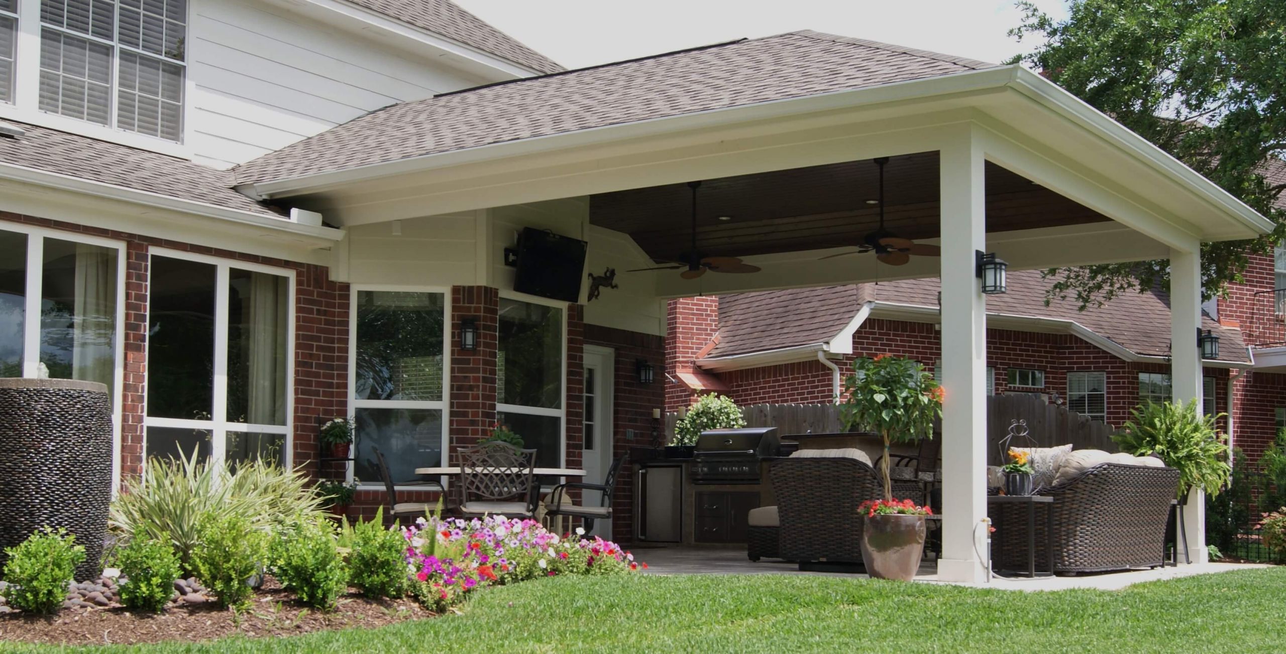 Outdoor Kitchen And Patio
 Patio Cover & Outdoor Kitchen In First Colony Texas