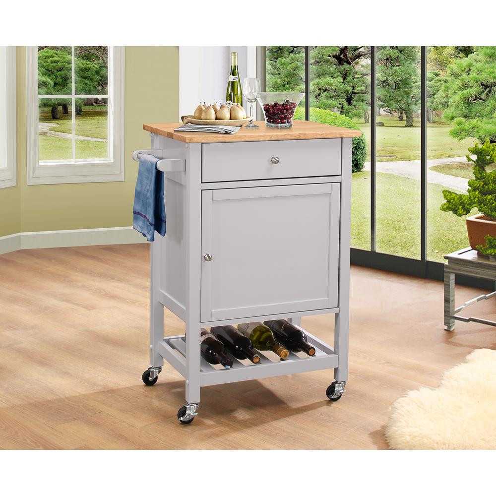 Outdoor Kitchen Cart
 Kitchen Cart Storage with Wine Rack Gray Elegant Indoor