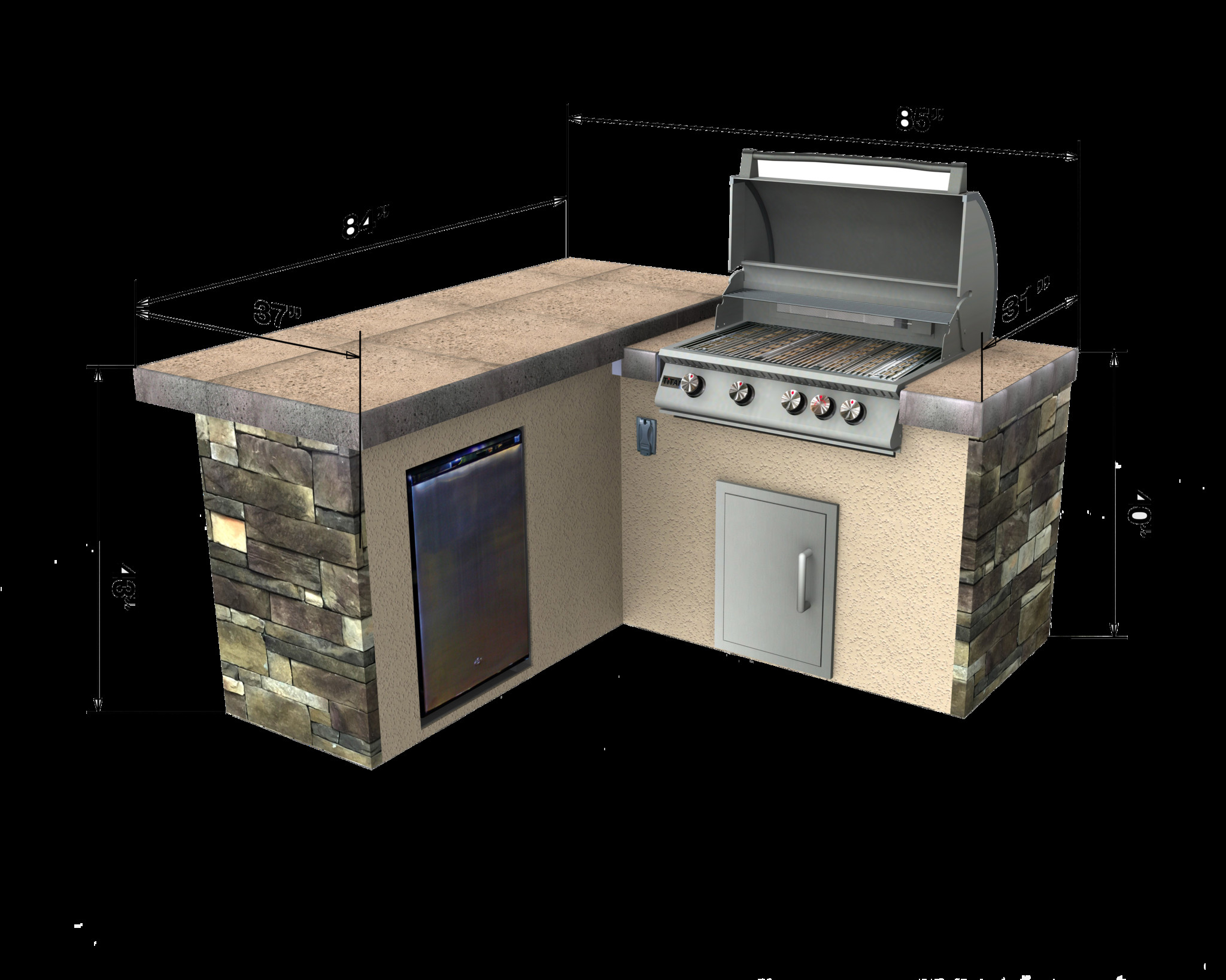 Outdoor Kitchen Dimensions
 Select Series Backstretch Outdoor Kitchen Island