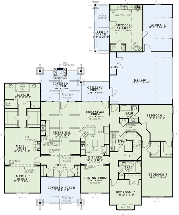 Outdoor Kitchen Floor Plans
 Craftsman Plan 3 580 Square Feet 4 Bedrooms 3 5