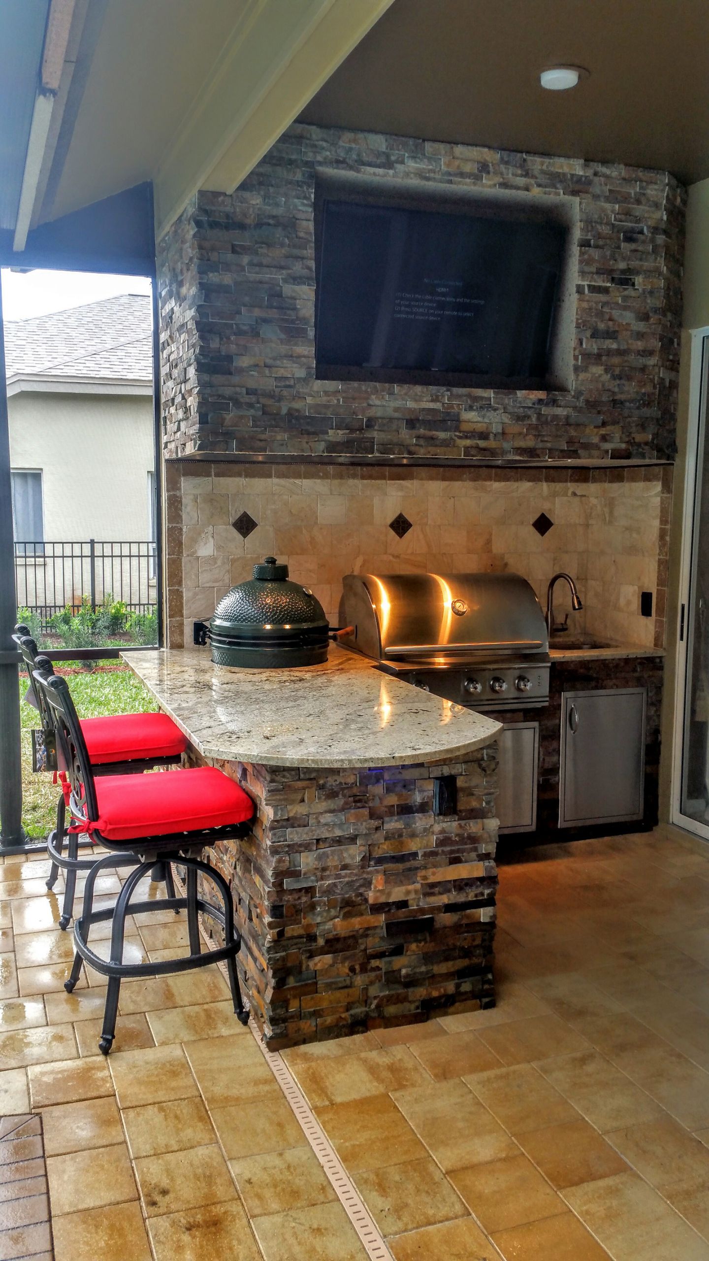 Outdoor Kitchen Installation
 Granite and stonework Outdoor Kitchen with Entertainment