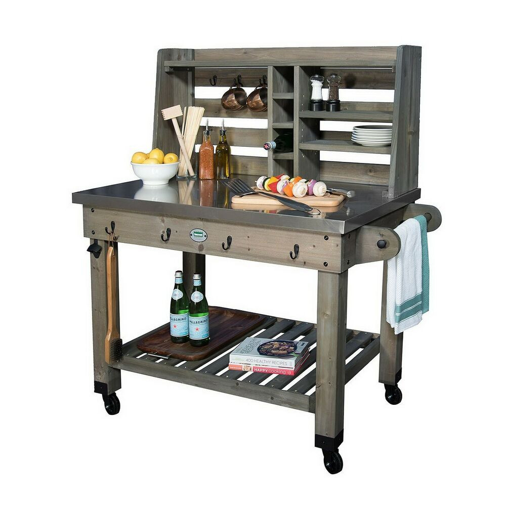 Outdoor Kitchen Prep Station
 New Rolling Outdoor Kitchen Grill Prep Work Station Mobile