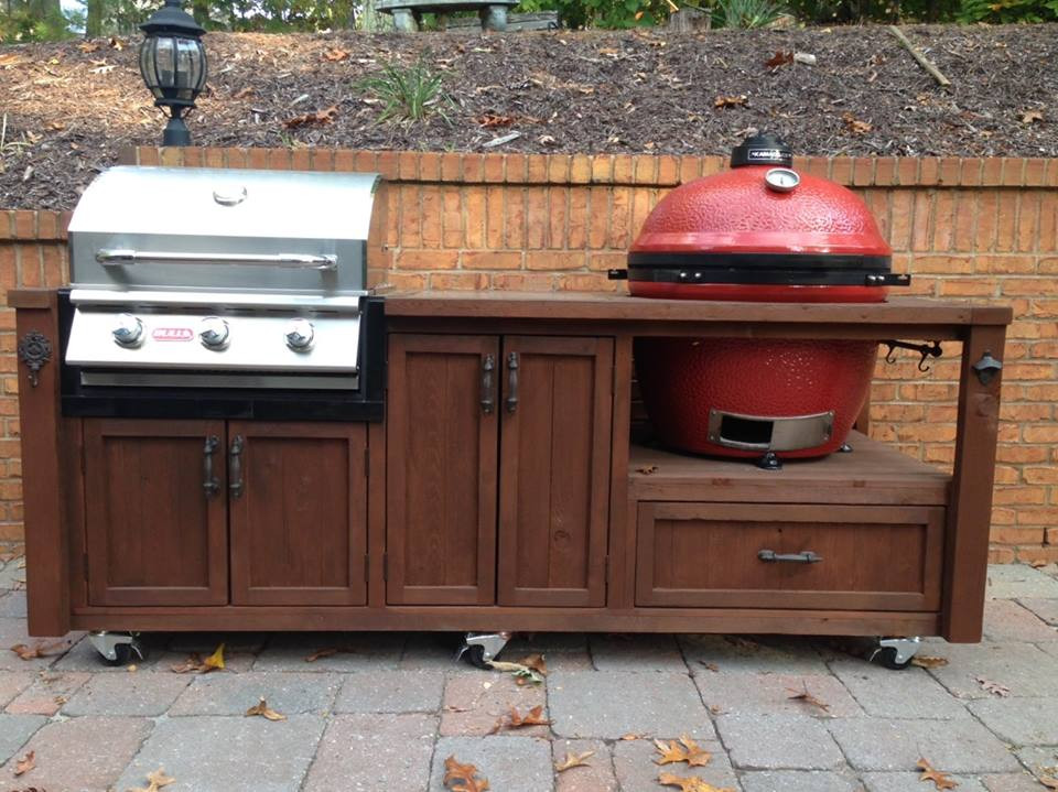 Outdoor Kitchen Table
 Dual Grill 2 25" 26" Gas XL Big Joe Ceramic Rustic WoodWorx