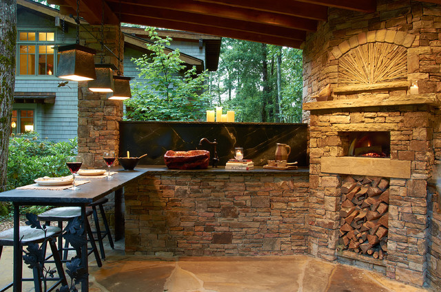 Outdoor Kitchen With Pizza Oven
 Outdoor Kitchen with Wood Burning Pizza Oven Rustic