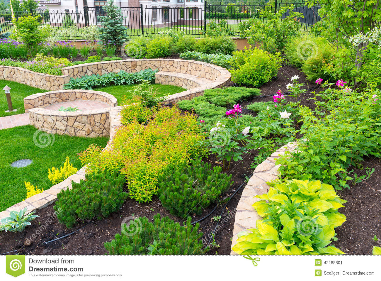 Outdoor Landscape Backyard
 Natural Landscaping In Home Garden Stock Image Image of