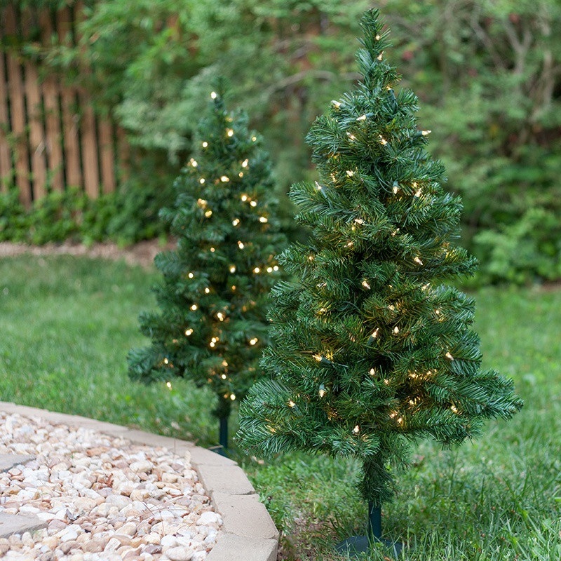Outdoor Porch Christmas Tree
 Outdoor Decorations 2 Walkway Pre Lit Winchester Fir