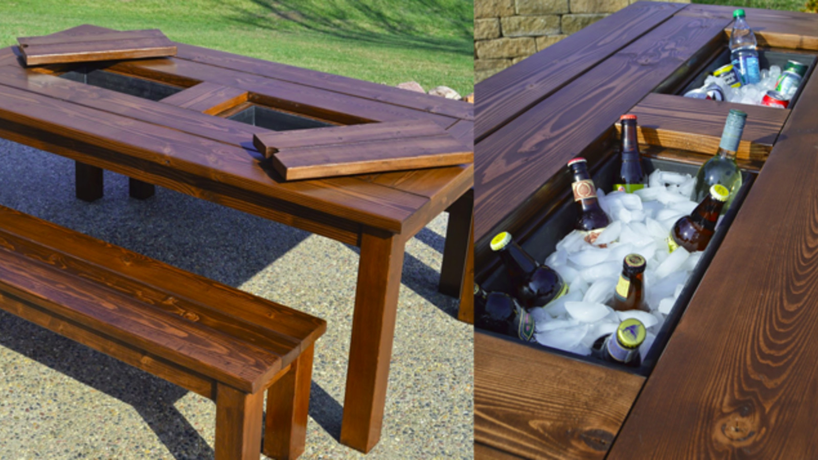 Outdoor Table DIY
 This DIY Patio Table Sports a Built in Drink Cooler