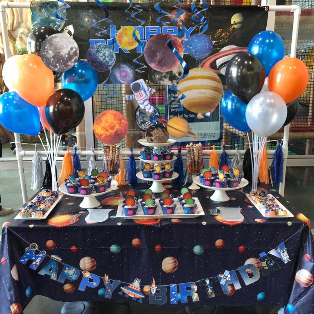 Outer Space Decorations DIY
 Solar System Swirl Outer Space Happy Birthday Party