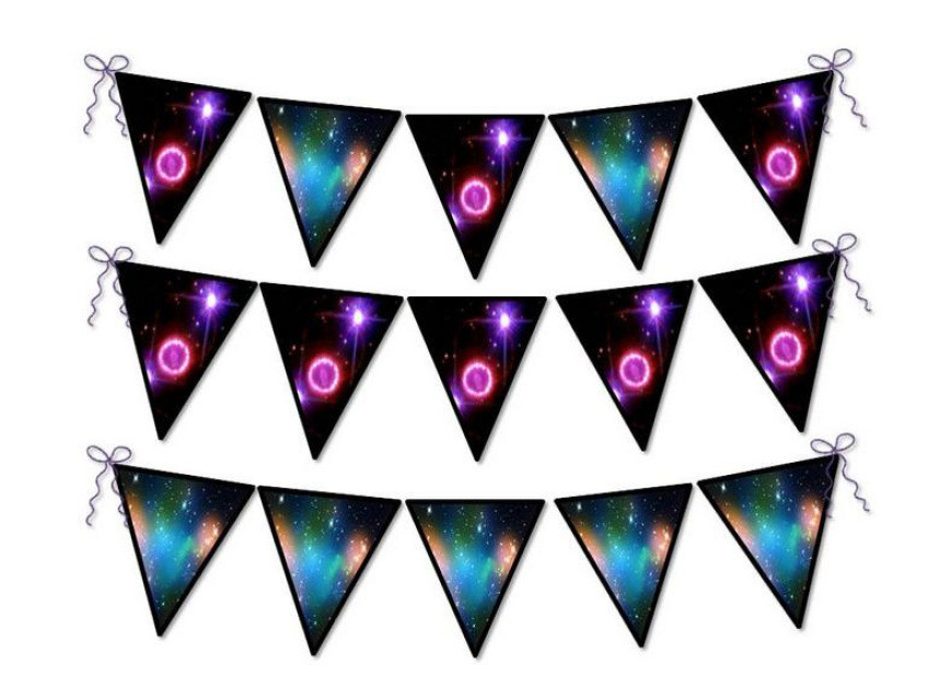 Outer Space Decorations DIY
 Galaxy DIY Bunting Purple & Teal Outer Space Pennant