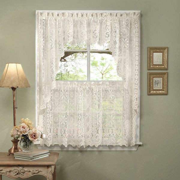Overstock Kitchen Curtains
 Luxurious Old World Style Lace Kitchen Curtains Tiers and