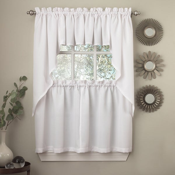Overstock Kitchen Curtains
 Opaque Ribcord Kitchen Curtain Pieces Tiers Valances