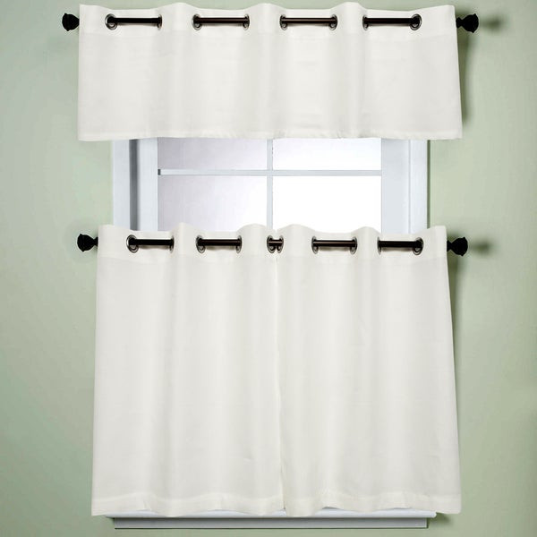 Overstock Kitchen Curtains
 Shop Modern Subtle Texture Solid White Kitchen Curtain