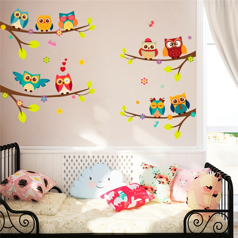 Owl Decor For Kids
 cartoon owl branch wall decals for kids rooms living room